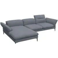 Ecksofa FLEXLUX "Salino, Funktionssofa mit Recamiere, Relaxsofa, Ecksofa" Sofas Gr. B/H/T: 307 cm x 88 cm x 182 cm, Boucle, Chaiselongue links, blau (navy blue) Ecksofas Sofa mit Arm- und Kopfteil-Verstellungen, Kaltschaum & Stahl-Wellen