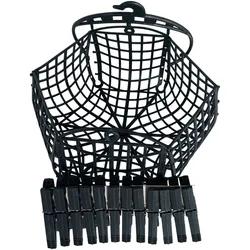 WellHome - Schwarzes Kunststoffkorb-Set + Zange 21x17x11cm