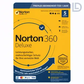 NortonLifeLock 360 Deluxe 2025 ESD 5 Geräte 1 Jahr DE Win Mac Android iOS