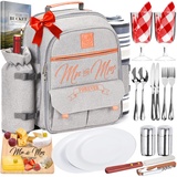 DELUXY Herr und Frau isoliert Picknick-Rucksack für 2-Hochzeitsgeschenke für Paar 2022 niedlich Bridal Shower Geschenke für Braut Paare Geschenke, Verlobungsgeschenke für Paare neu verlobt einzigartig