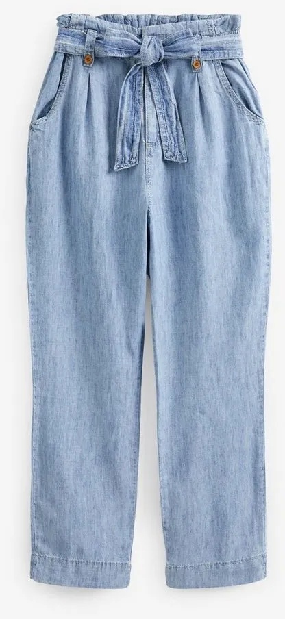 Next Tapered-fit-Jeans Hose aus Loycell/Leinen im Tapered Fit mit Gürtel (1-tlg) blau 31
