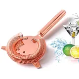 Cocktailsieb, Barsieb Cocktail mit Stabilisierenden Zinken aus Edelstahl und Federspule Hawthorne Sieb für alle GläSer und Shaker, Einweihungsgeschenk (Rotgold)