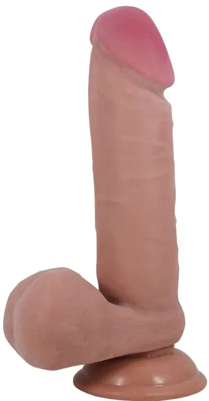 PRETTY LOVE - REALISTISCHER DILDO DER SLIDING SKIN-SERIE MIT SLIDING SKIN-SAUGNAPF BRAUN 20,5 CM