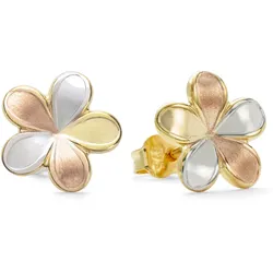 Paar Ohrstecker AMOR "Blüten, 2013382", rosa (gelbgoldfarben, weißgoldfarben, roségoldfarben), Ohrringe, Damen, Gelbgold 375-Weißgold 375-Roségold 375, Gelbgold 375, Weißgold 375, Rosu00e9gold 375