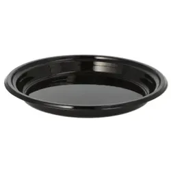 Menüteller, Kunststoff, schwarz, ungeteilt, Bruch- und schnittfester Mehrweg Plastikteller, 1 Packung = 12 Stück
