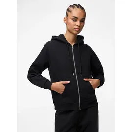 Pieces Kapuzensweatshirt "PCCHILLI LS ZIP HOODIE NOOS BC", Damen, Gr. XL, schwarz, Sweatware, Obermaterial: 60% Baumwolle, 40% Polyester, unifarben, regular fit normal, ohne Ausschnitt, Rippbündchen, Sweatshirts, Baumwollmischung, regular fit
