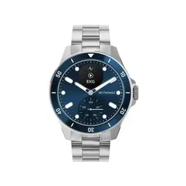 Withings ScanWatch Nova 42 mm blau, FKM-Armband mit Edelstahlschnalle silber