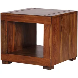 FineBuy Couchtisch Braun Sheesham 50 x 50 x 45 cm