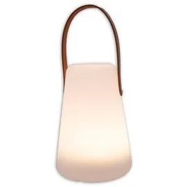 HIT Trading LED-Laterne RANTAN, 13,5 x 20 cm - Braun - Weiß - Kunststoff - Leder - batteriebetrieben