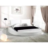 JVmoebel Polsterbett Luxuriöses Rundbett mit modernem Polsterdesign aus Stoff, Made in Europa weiß