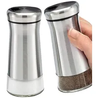 2 stück Gewürzgläser,gewürzstreuer camping, aus Glas und Edelstahl, Einstellbare Löcher für Pfeffer, Salz, Zucker, Gewürze und andere Würzmittel