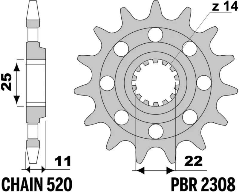 PBR Stahlstandard-Frontzahnrad – 520