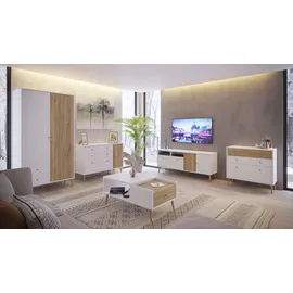 Forte Couchtisch Harllson Dekor Weiß, Braun Weiß / Eiche