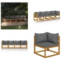 vidaXL 4 Sitzer Gartensofa mit Auflage Akazie Massivholz - Gartensofa - Gartensofas - Holzsofa - Holzsofas - Grau