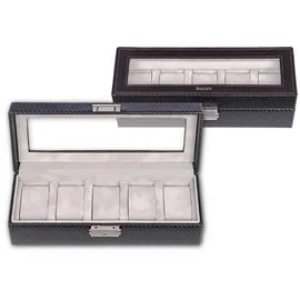 SACHER Uhrenetui für 5 Uhren carvon/schwarz (Leder)