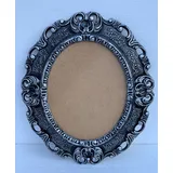 artissimo Bilderrahmen Barock SCHWARZ Silber Oval mit SCHUTZGLAS Antik Klassik 45x38 Prunk Bilderrahmen 24x30cm Fotorahmen completto Trans