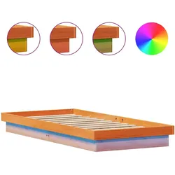 vidaXL Massivholzbett mit LED-Beleuchtung Wachsbraun 90x190 cm Kiefer