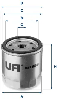 UFI Ölfilter 2310500 Anschraubfilter 75mm GewindemaßM 16 X1,5 für Peugeot GILERA Ford Citroën HARLEY-DAVIDSON GM TALBOT DUCATI