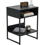 Relaxdays Nachtschrank 2 Fächer 40 x 40 x 30 cm Schwarz