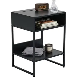 Relaxdays Nachtschrank 2 Fächer 40 x 40 x 30 cm Schwarz