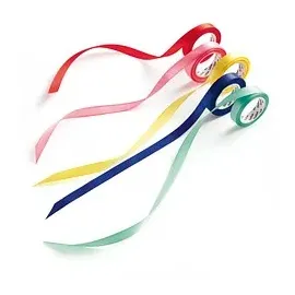 Folia Geschenkband Satin RAINBOW mint/dunkelblau/gelb/pink/rot 10 mm x 4 m