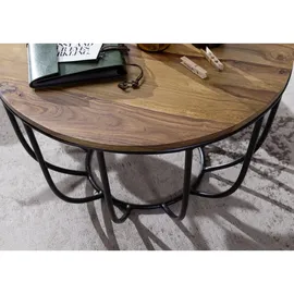 Wohnling Couchtisch rund Braun Sheesham 60 x 60 x 39 cm