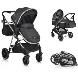 Moni Kombikinderwagen 2 in 1 Kali 22 kg umbaubar, Korb, Getränkehalter, Tasche schwarz