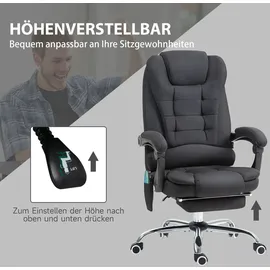Vinsetto Bürostuhl mit Massagefunktion, Ergonomisch Schreibtischstuhl mit Wärmefunktion, Höhenverstellbar Computerstuhl mit Fernbedienung, Schwarz