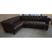 JVmoebel Ecksofa Chesterfield Eckcouch Loungesofa Couch Sofa Dubai Leder Braun, Made in Europa braun