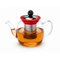 Rungassi Teekanne Glas Teekanne 1000 ml mit Glasfilter & Deckel Elegante Teezubereitung, (Teekanne mit Glasfilter und Deckel) rot