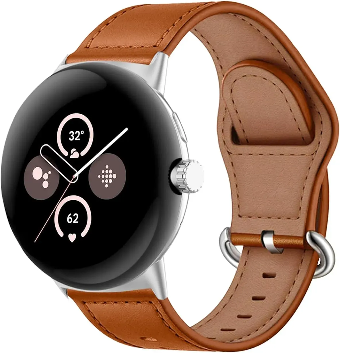 Strap-it Google Pixel Watch 4 (41mm) Armband Leder für Google Pixel Watch 4  - 41mm - Braun - Schnallenverschluss