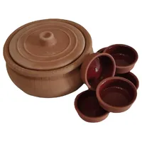 Tontopf Güvectopf Naturton Bräter Ton Schalen Tapas Schalen Schmortopf Tajine Dampfgartopf Auflaufform Kochtopf unglasiert (Tontopf 5Liter+6 Er Schale)