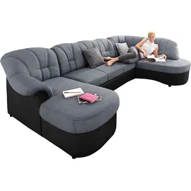DOMO collection Wohnlandschaft Kunstleder 3-Sitzer Schwarz/Silber