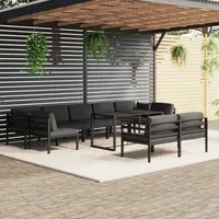 VidaXL 10-tlg. Garten-Lounge-Set mit Kissen Aluminium Anthrazit