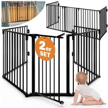 CASARIA Kaminschutzgitter 2er-Set Schwarz 612x76 cm