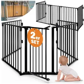 CASARIA Kaminschutzgitter 2er-Set Schwarz 612x76 cm