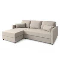 AX Living Ecksofa, Beige, Textil, Teilmassiv,Kiefer, Uni, 5-Sitzer, Füllung: Polyurethan (Pur), L-Form,Rechteckig, rund, 226x140 cm, Oeko-Tex®, Oeko-Tex® Standard 100, Gots, Pefc, FSC 100%, FSC Mix, FSC Recycled, TÜV Rheinland, TÜV Süd, Reach, Made in Europe, Wohnzimmer, Sofas & Couches, Wohnlandschaften, Ecksofas