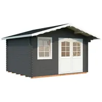 Palmako Gartenhaus Emma 10,4 m2 - 34 mm dunkelgrau/weiß