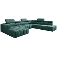 Luxusbetten24 Schlafsofa Designer Sofa Aurora Maxi, mit elektrischer Sitzerweiterung grün