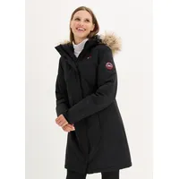 bonprix wasserdichter warmer Funktions-Outdoor-Mantel mit Fellimitat, schwarz, Gr.44, Funktionale Regenjacke mit abnehmbarer Kapuze und Fellimitat