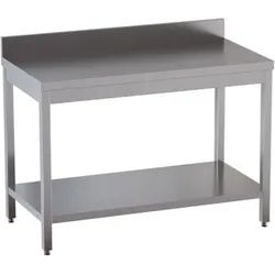 GastroHero Edelstahl Arbeitstisch Eco 12x7 mit Grundboden und Aufkantung
