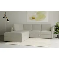 Ecksofa HOME AFFAIRE "Lavars, L-Form, Schlafsofa" Sofas Gr. B/H/T: 241cm x 90cm x 226cm, Flachgewebe, Ottomane links, beige (sand) mit Bettfunktion und Stauraum, in zwei verschiedenen Bezugsqualitäten