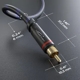 KabelDirekt – 7,5m – Cinch Kabel, Stereo Audio Kabel 2×2 Cinch, bruchfeste Metallstecker & Nylon-Braiding – in Deutschland entwickelt (Koaxialkabel, RCA-Kabel, Subwoofer/HiFi, analog & digital)