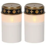 Star Trading LED Grablicht mit Timer Grabkerzen mit Batterie | 2er Set | Weiß 2er-Set in Rot | Gr.: onesize