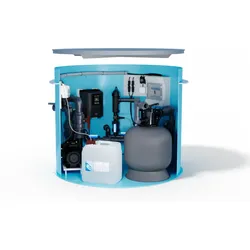 Pool-Technikschacht HydroTec | LowSalt mit Salzwasserelektrolyse und Hydrolyse inkl. pH & Sandfilteranlage