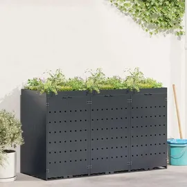 vidaXL Wagenmüllbehälter für 3 Behälter 0 l Anthrazit