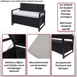 MCW MCW-F39 2er Sitzbank 120 x 60 x 85 cm Grau