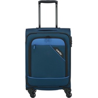 Travelite paklite 4-Rad Weichgepäck Koffer Handgepäck erfüllt IATA Bordgepäck Maß mit TSA Schloss + Aufsteckfunktion, Gepäck Serie DERBY: Stilvoller Trolley in Two-Tone-Optik, 55 cm, 41 Liter, Blau