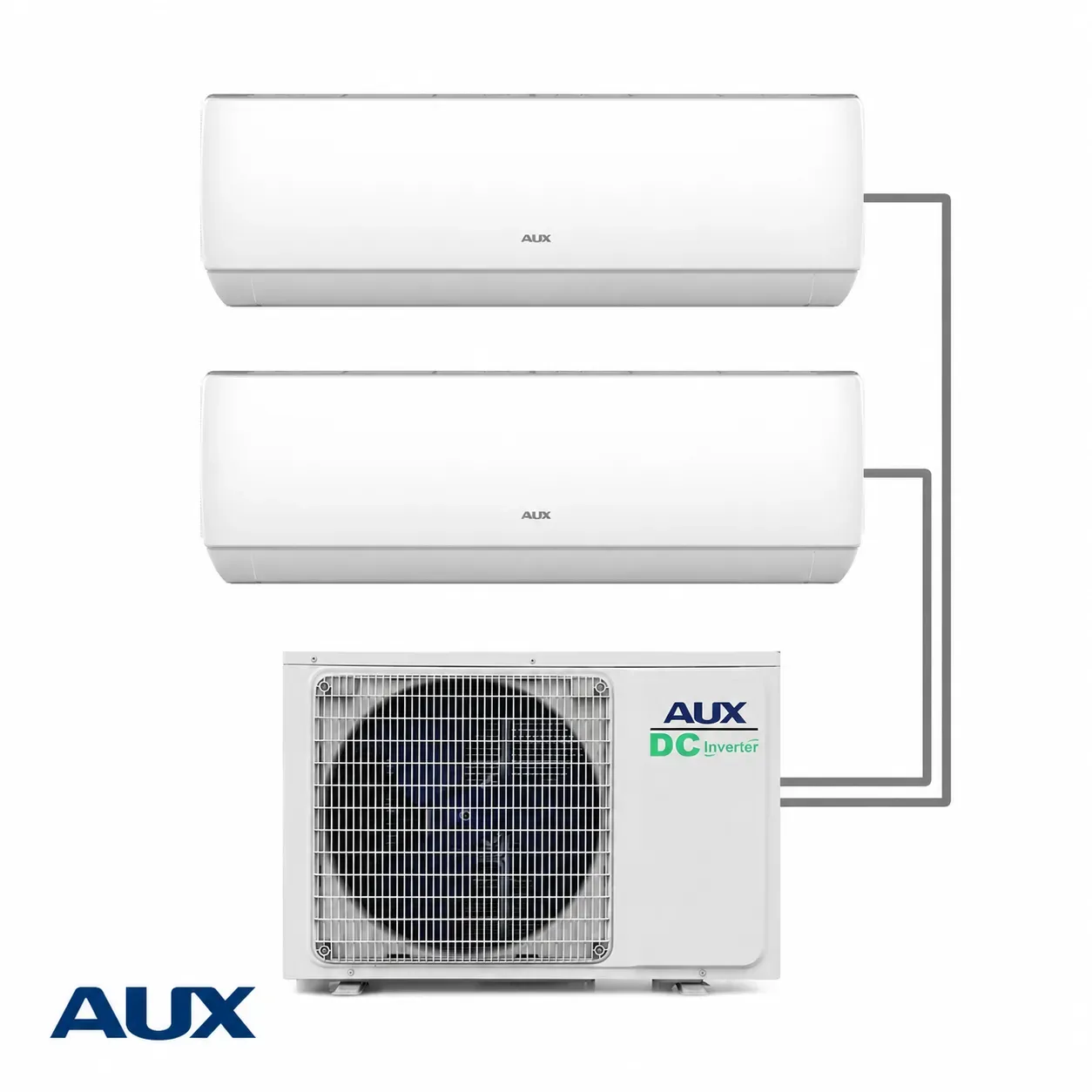 AUX Multi-Split SET 1× AM2-H18/4DR3C Außengerät + 2× AMWM-H09/4R3A Innengerät (18000 BTU, 2 Räume)
