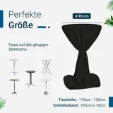TexDeko Stehtischhusse Premium Schwarz Ø 90cm mit Schleifenband